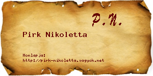 Pirk Nikoletta névjegykártya